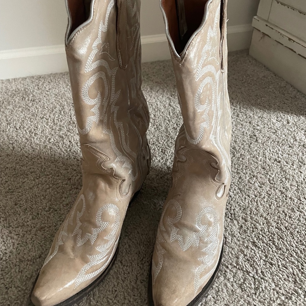 Dan Post Cream Cowboy Boots size 9.5
